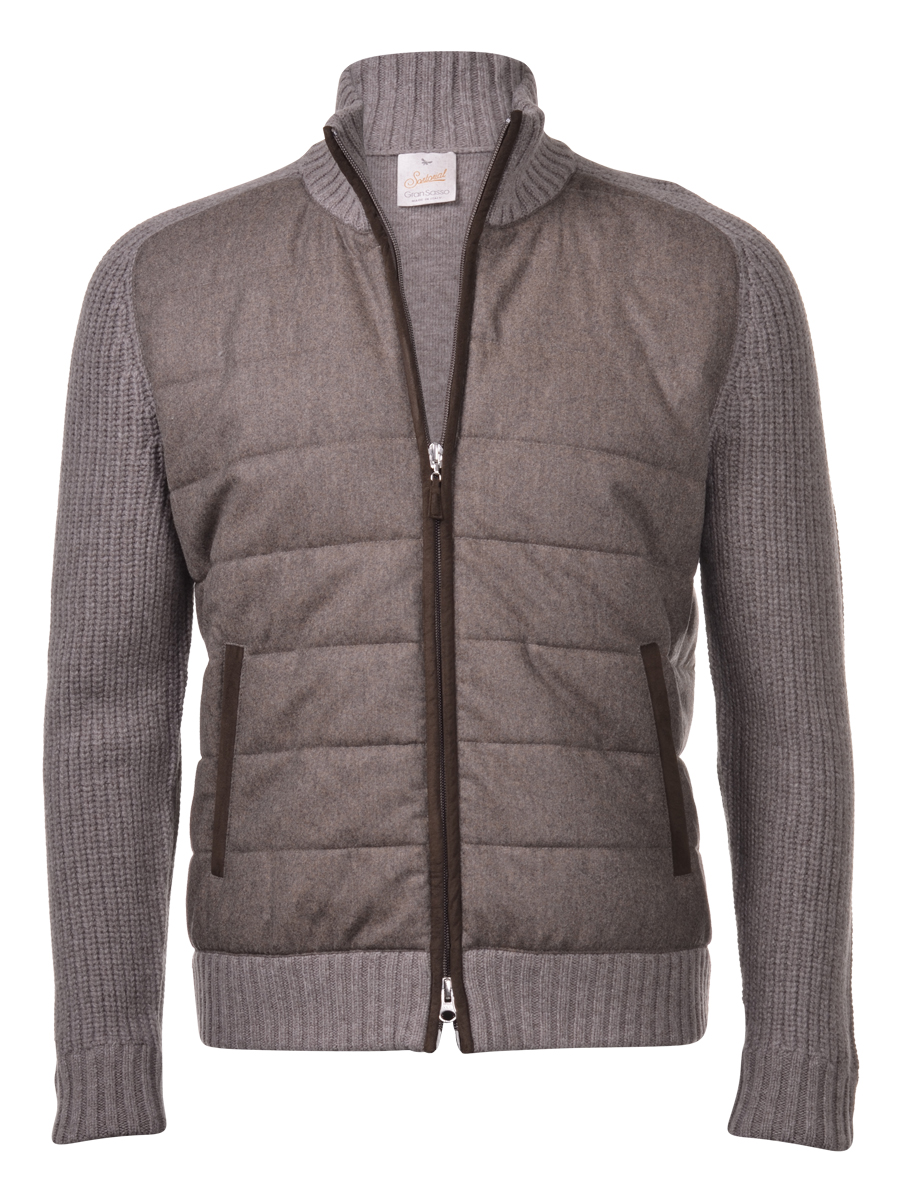 Bomber jacket in wool with quilted flannel
