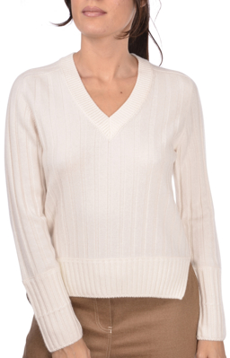 Picture of CABLED FELTED CASHMERE V NECK