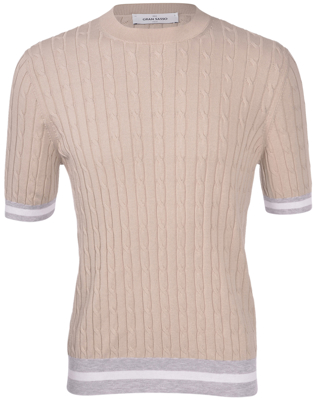 Picture of CABLED AND RIBBED KNIT T-SHIRT