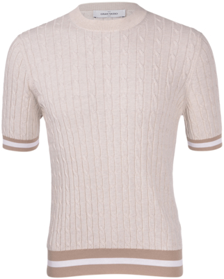 Picture of CABLED AND RIBBED KNIT T-SHIRT