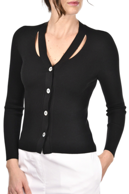 Picture of OPENWORK NECK RIBBED CARDIGAN