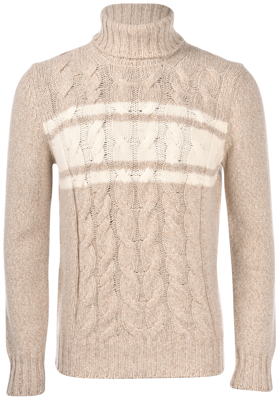 Picture of ECO CASHMERE PATTERNED CABLED TURTLENECK