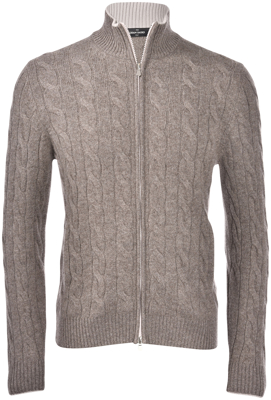 Immagine di FULL ZIP IN CASHMERE A TRECCE E COSTE