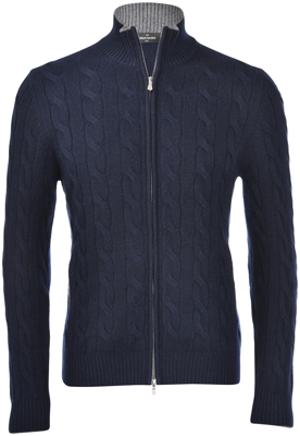 Immagine di FULL ZIP IN CASHMERE A TRECCE E COSTE