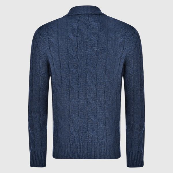 Immagine di Full zip in cashmere a trecce e coste