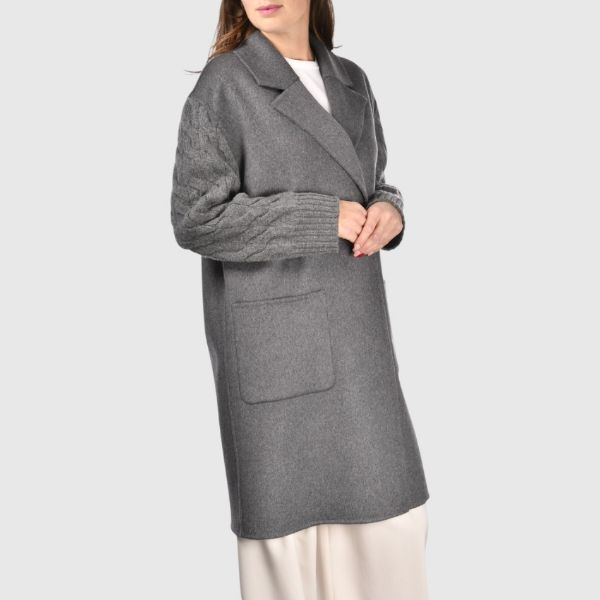 Picture of Cable knit stitch sleeves coat