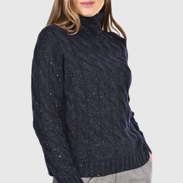Picture of Micro sequins cabled mock neck