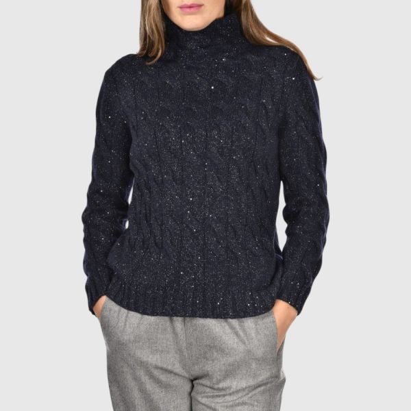 Picture of Micro sequins cabled mock neck