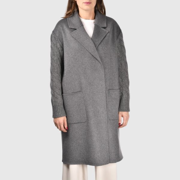 Picture of Cable knit stitch sleeves coat