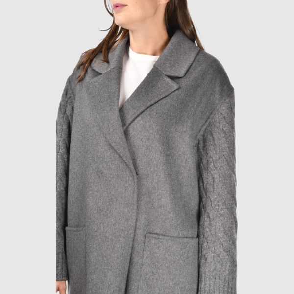 Picture of Cable knit stitch sleeves coat