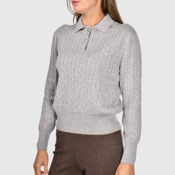 Immagine di Polo in cashmere a trecce