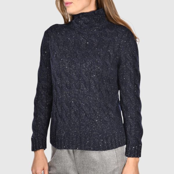 Picture of Micro sequins cabled mock neck