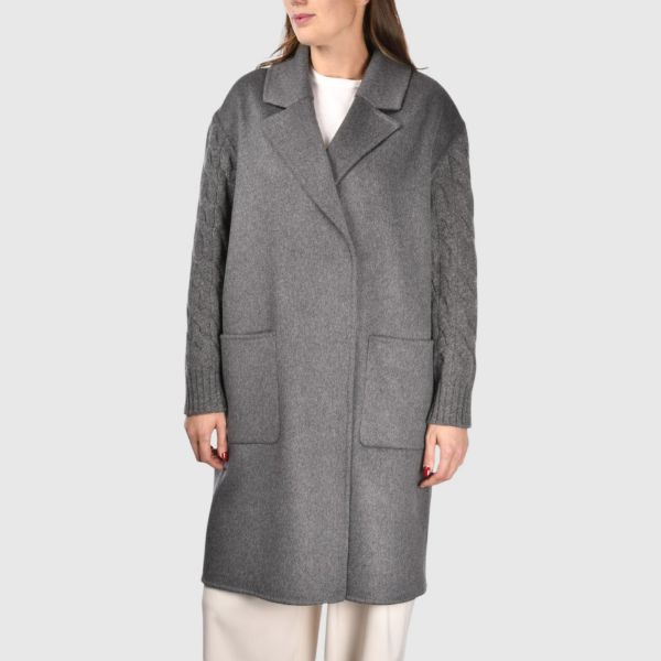Picture of Cable knit stitch sleeves coat
