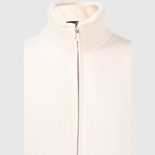 Picture of Eco-fur and cashmere ribbed sleeveless jacket