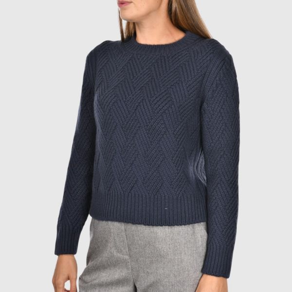 Picture of Basketweave stitch cashmere crew neck
