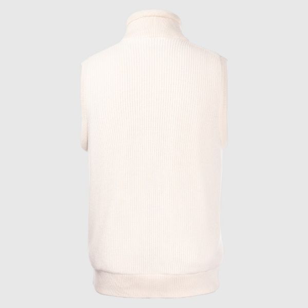 Picture of Eco-fur and cashmere ribbed sleeveless jacket