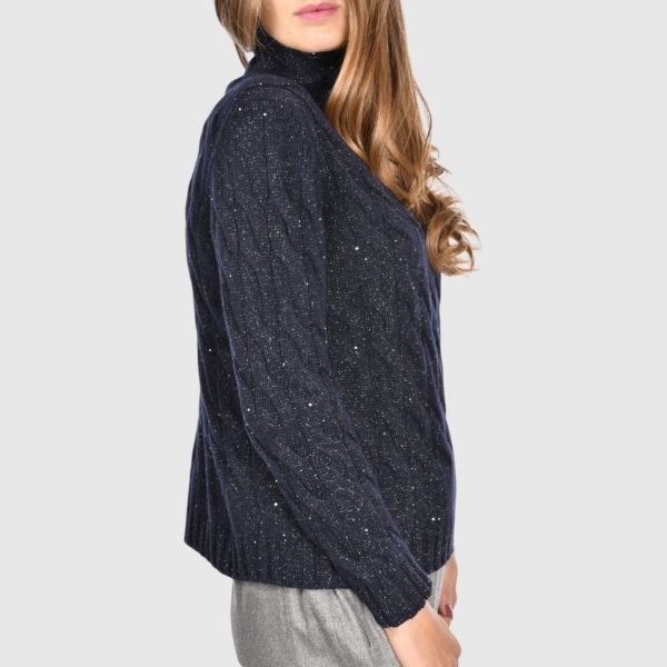 Picture of Micro sequins cabled mock neck
