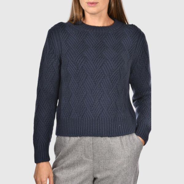 Picture of Basketweave stitch cashmere crew neck