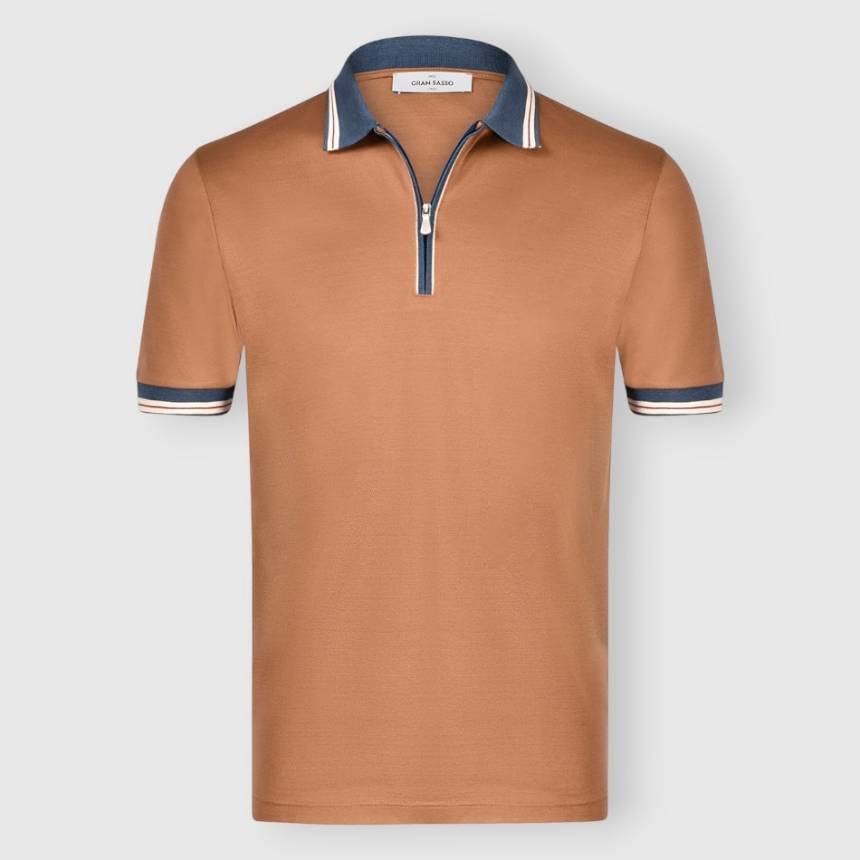 Gran Sasso. Polo zip piquet in Filo di Scozia | Gran Sasso