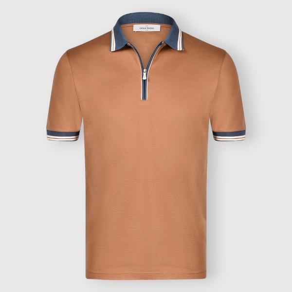 Picture of Mercerized cotton piquet polo zip