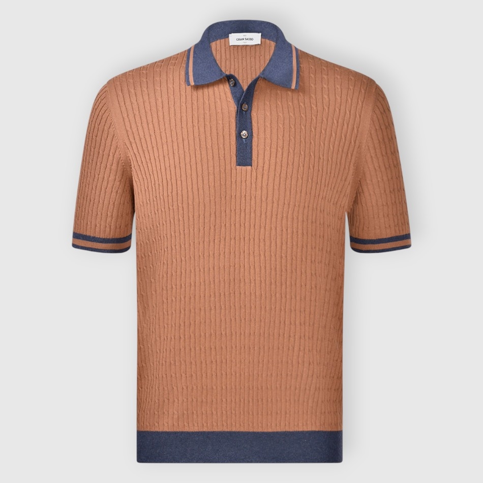 Gran Sasso. Cable Knit Polo - Gran Sasso