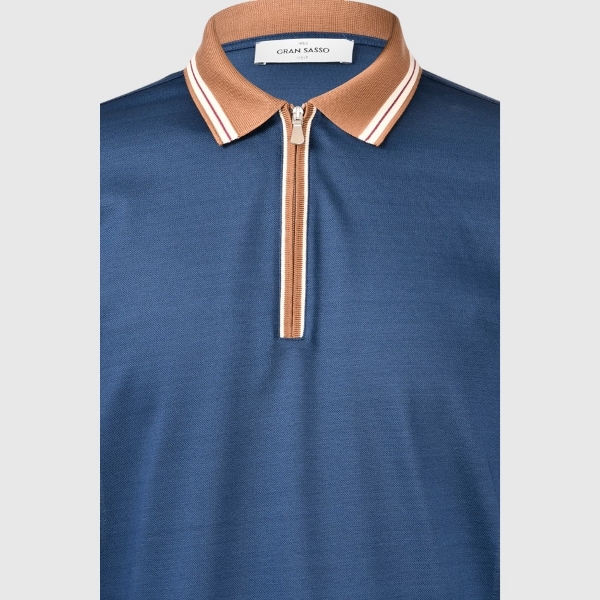 Picture of Mercerized cotton piquet polo zip