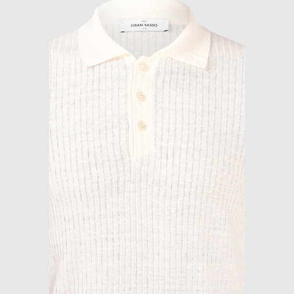 Immagine di Polo in maglia lino e cotone a coste