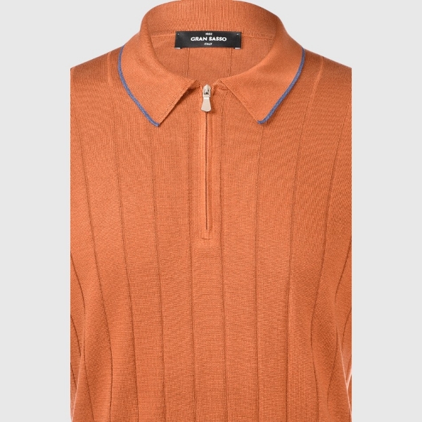 Picture of Ribbed zip knit polo