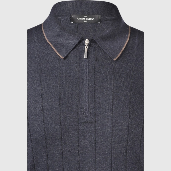 Picture of Ribbed zip knit polo