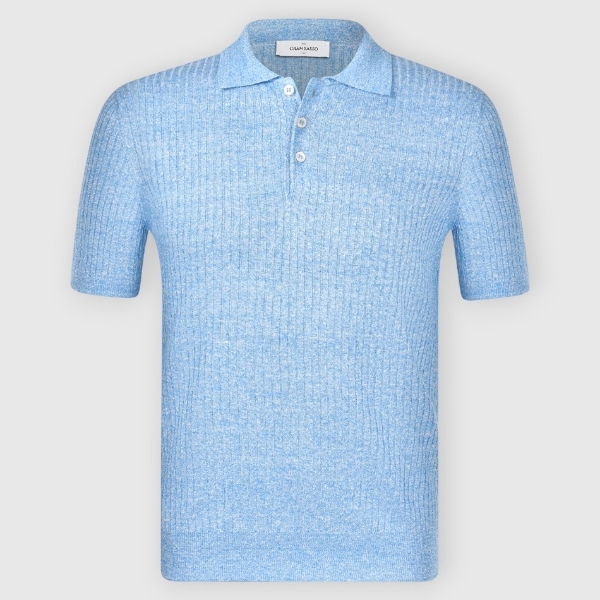 Immagine di Polo in maglia lino e cotone a coste