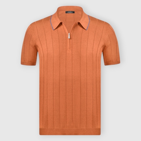 Picture of Ribbed zip knit polo