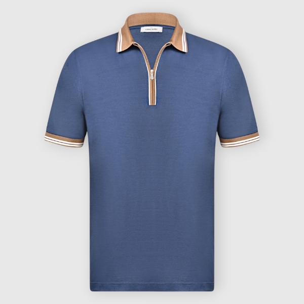 Picture of Mercerized cotton piquet polo zip