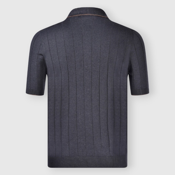 Picture of Ribbed zip knit polo