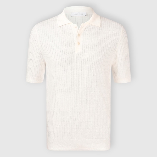Immagine di Polo in maglia lino e cotone a coste