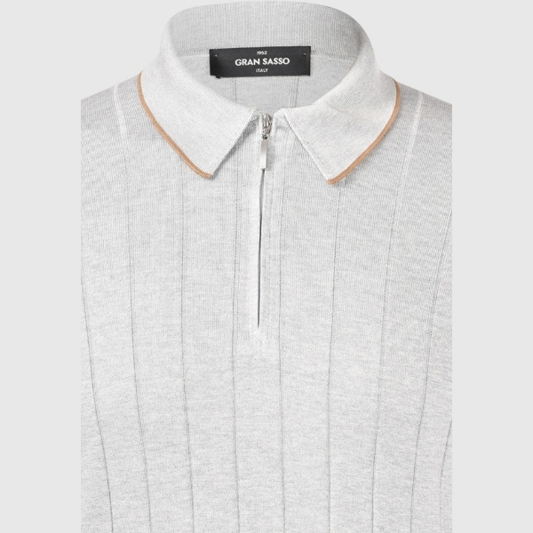 Picture of Ribbed zip knit polo