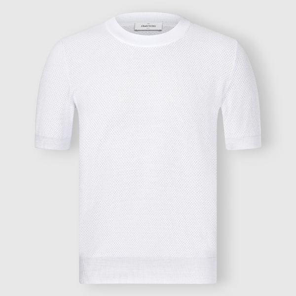 Immagine di T-shirt in maglia punto nido d’ape bicolore