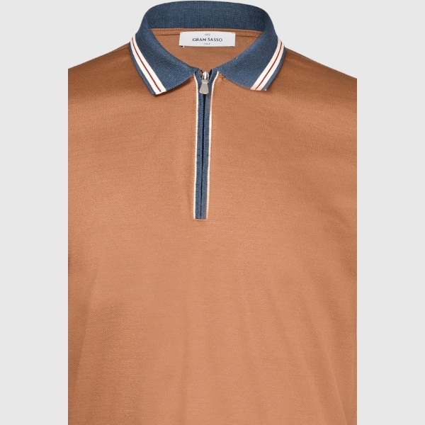 Picture of Mercerized cotton piquet polo zip