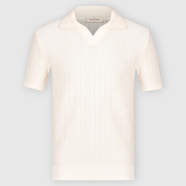 Gran Sasso. Popcorn Knit Polo Skipper | Gran Sasso