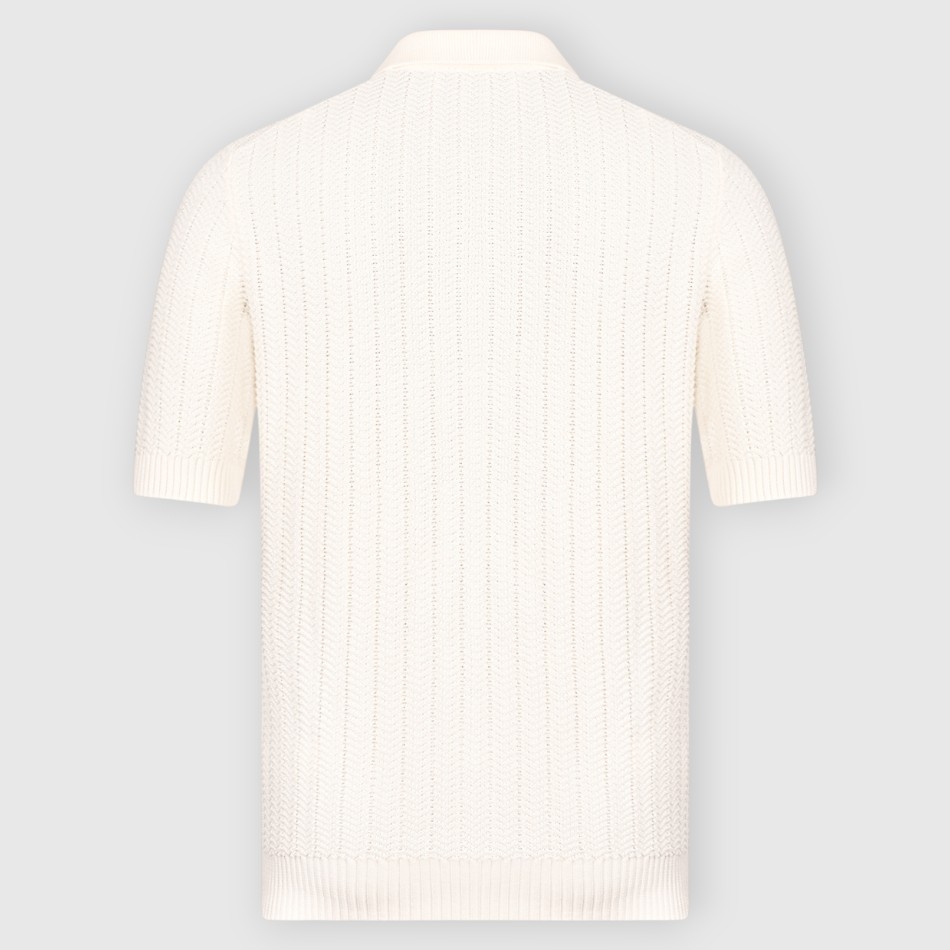 トップス second layer 23ss s/s open knit polo Mercerised Pure Cotton Half zip Knitted Polo Shirt