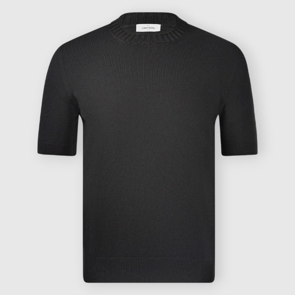 Immagine di T-shirt in maglia con collo a coste