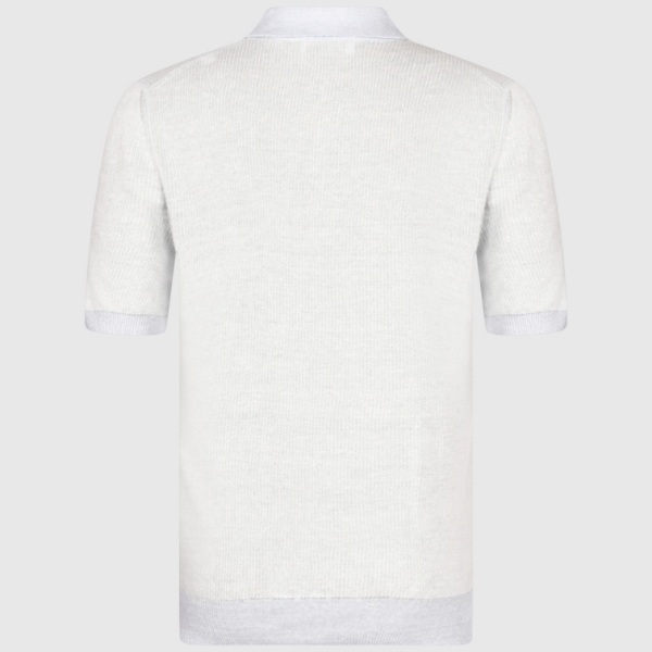 Picture of Vertical micro-striped knit polo zip