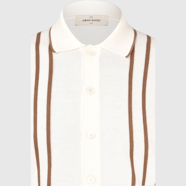 Immagine di Camicia in maglia fantasia intarsio a righe