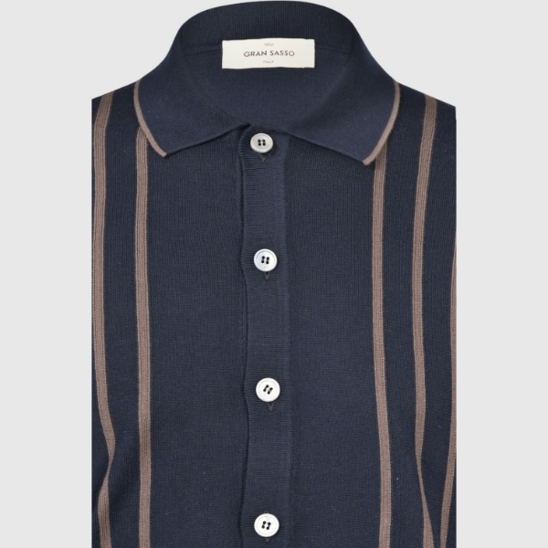 Immagine di Camicia in maglia fantasia intarsio a righe