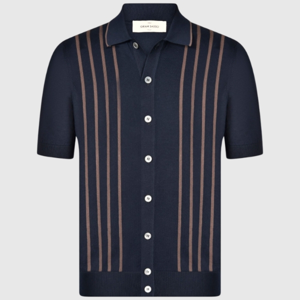 Immagine di Camicia in maglia fantasia intarsio a righe