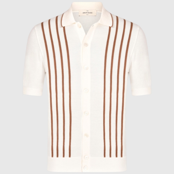 Immagine di Camicia in maglia fantasia intarsio a righe