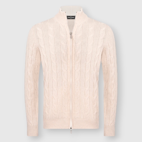 Picture of Cabled and ribbed cashmere full zip