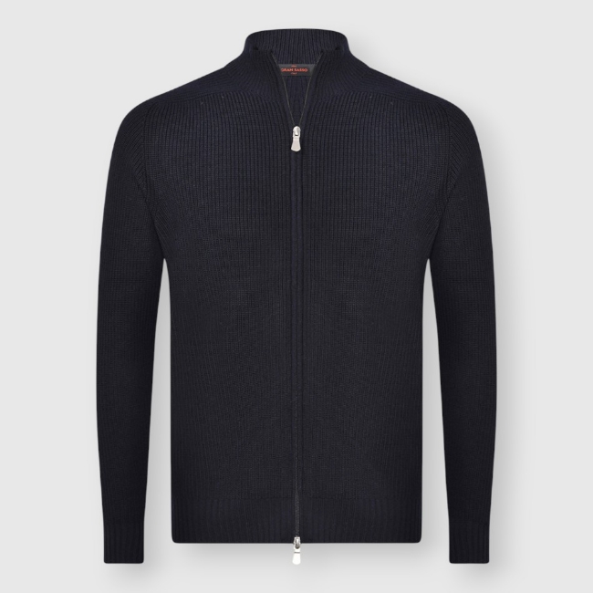 か*ん様 GRAN SASSO ブラック ジャンパー 46 Gran Sasso. Zip and Button Knit Jacket | Gran Sasso