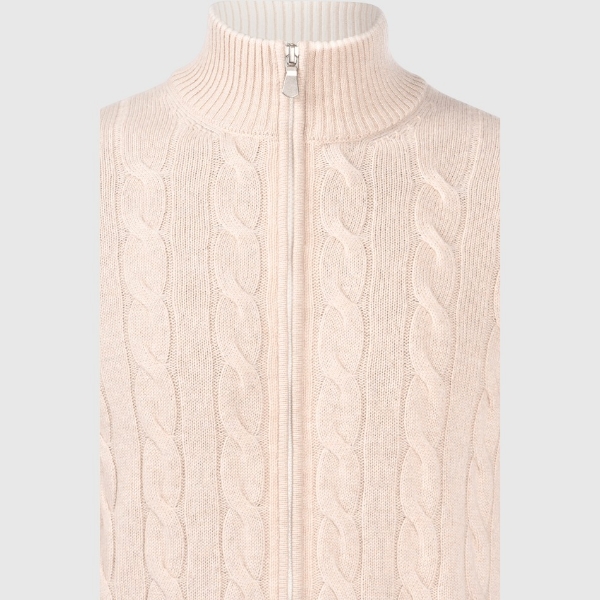 Picture of Cabled and ribbed cashmere full zip