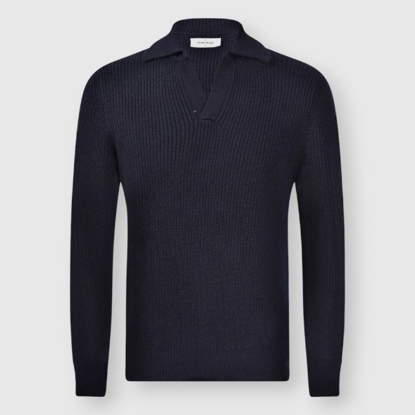 Picture of Half-fisherman's rib knit skipper polo