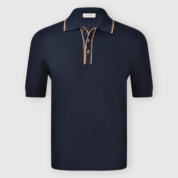 Picture of Organic cotton ribbed knit polo